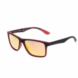 Gafas de pesca polarizadas Hart Eco Polar TPX 2 con montura negra y roja y lente espejo rojo, en tienda de pesca de Barakaldo