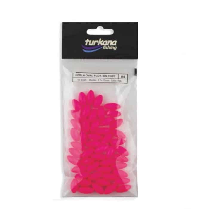 Perla ovalada flotante Turkana sin tope en rosa para montajes de surfcasting