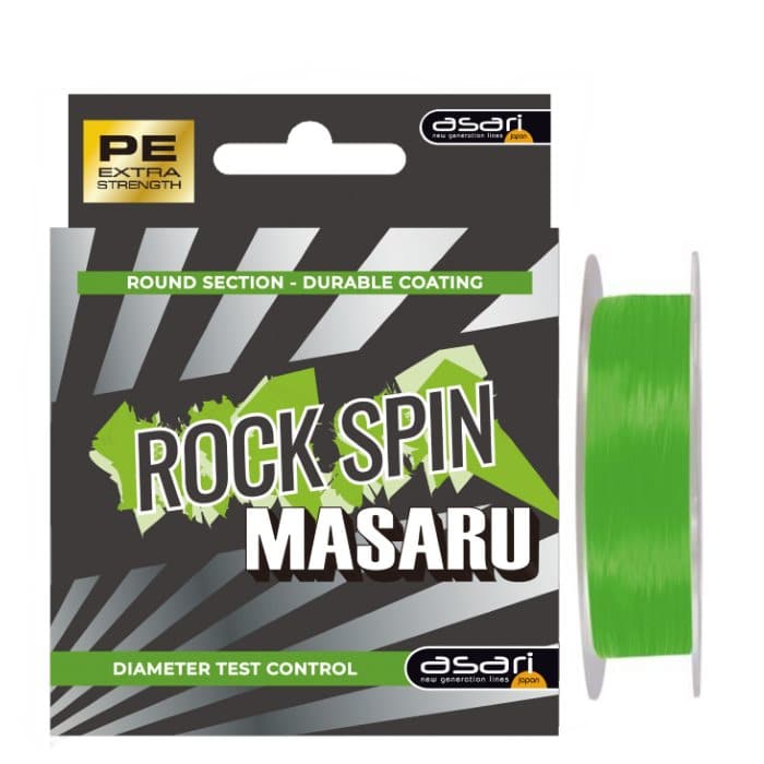 Bobina de 150m del trenzado Asari Masaru Rock Spin 8X verde fluo para pesca a spinning