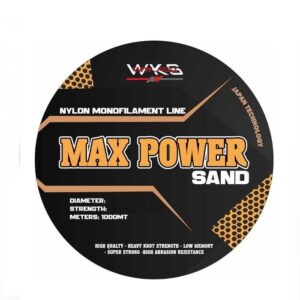 Bobina de monofilamento Wakasu Max Power Sand 1000m en color arena para surfcasting