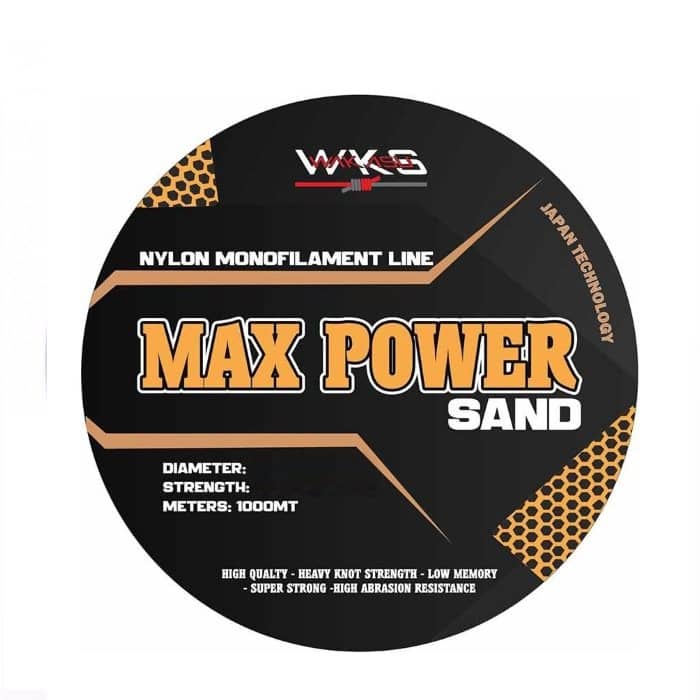 Bobina de monofilamento Wakasu Max Power Sand 1000m en color arena para surfcasting