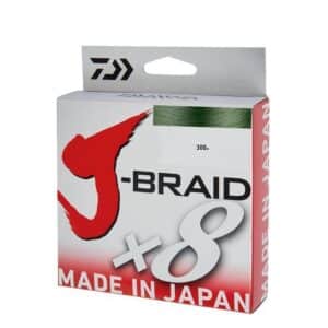 Trenzado Daiwa J-Braid X8 300m en color verde green para pesca