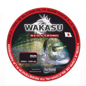 Bobina de hilo Wakasu Red Strong 3000m, monofilamento rojo para surfcasting