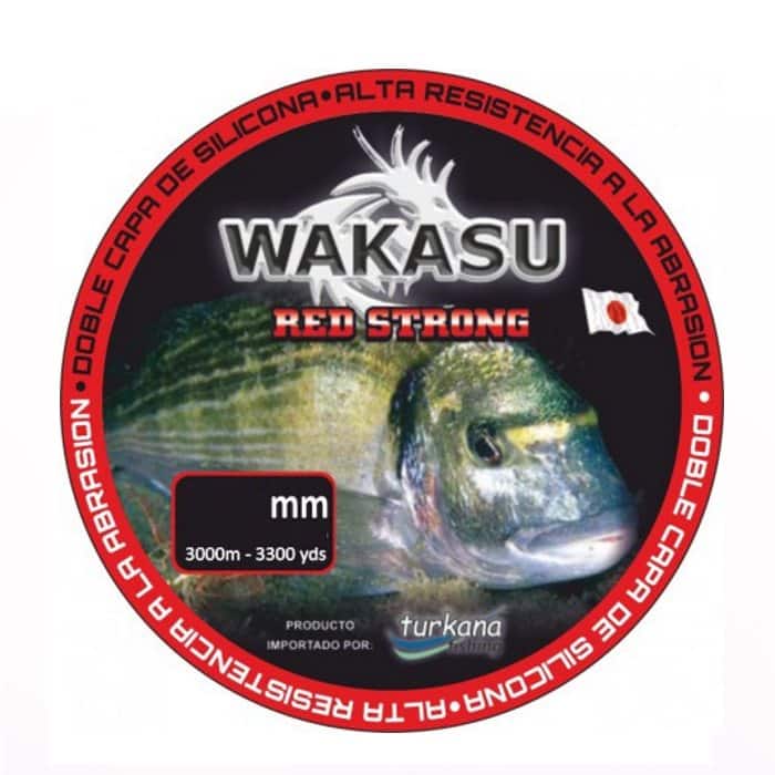 Bobina de hilo Wakasu Red Strong 3000m, monofilamento rojo para surfcasting
